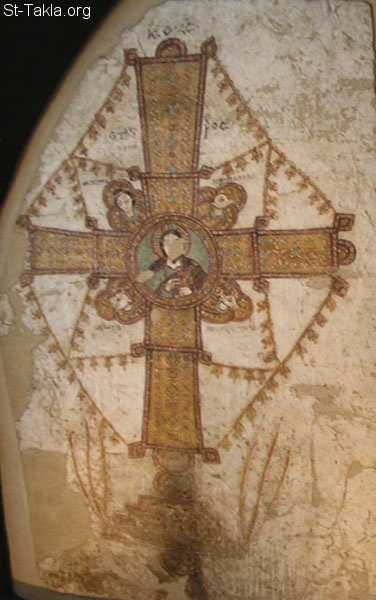 St-Takla.org Image: Cross with the bust of Christ and Four Living Creatures (Maiestas Crucis), 11th century, tempera on plaster, 262  159 cm (103.1  62.6 in), National Museum, Warsaw (source: Dorota Folga-Januszewska), Faras Cathedral     :             ( )   ѡ      262159 (103.162.6 )      (:    )  