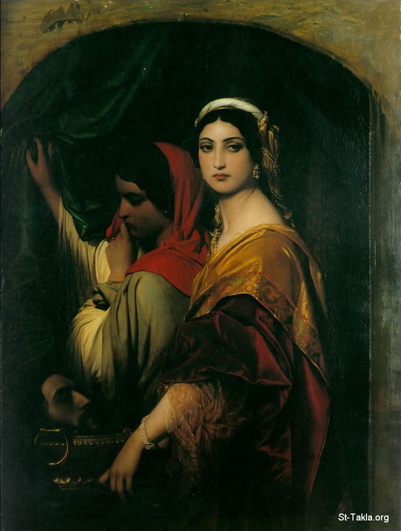 St-Takla.org Image: Herodias with Salome her daughter (the head of Saint John the Baptist the martyr on a plate), painting by Paul Delaroche 1843     :       (     )     1843