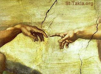 St-Takla.org Image: The Creation of Adam is a fresco on the ceiling of the Sistine Chapel, painted by Michelangelo Buonarroti circa 1511, fresco details     :         (1511)   