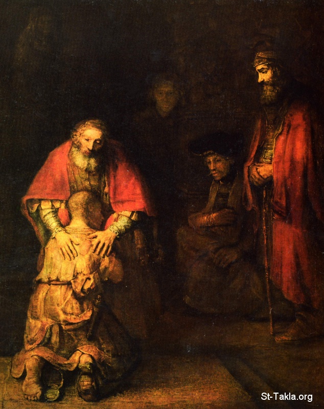 St-Takla.org Image: The Return of the Prodigal Son, painting by Rembrandt Harmenszoon van Rijn, 1663 until 1665, oil on canvas, 205 cm (80.7 in). Height: 262 cm (103.1 in), Hermitage Museum at Saint Petersburg, Russia     :           1663  1665     205  262      ̡ 