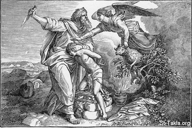 St-Takla.org Image: Abraham Sacrifices Isaac - Abraham offering Isaac as a sacrifice (Genesis 22:11-12)     :    -     ( 22: 11-12)