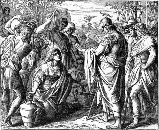 St-Takla.org Image: David and Abigail (I Samuel 25:32-33, 14-35) صورة في موقع الأنبا تكلا: داود وأبيجايل (صموئيل الأول 25: 32، 33؛ 14-35)