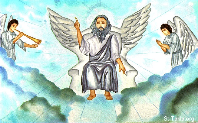 St-Takla.org Image: God on His Heavenly Throne with the angels     :      