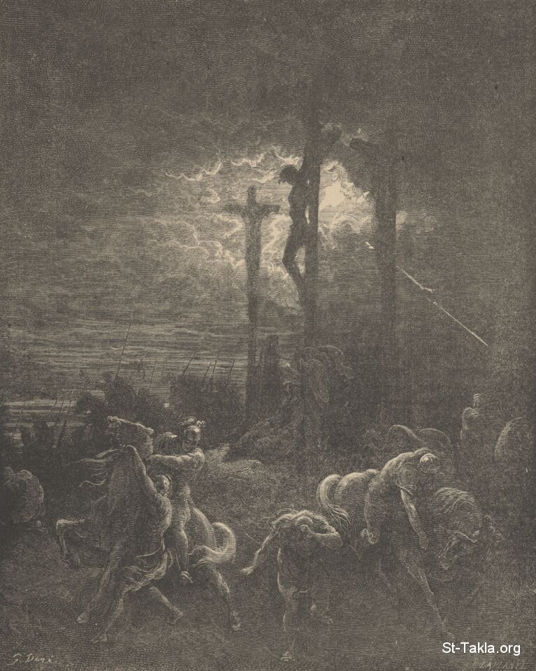 St-Takla.org Image: Bible Image: Gustave Dor's Bible Illustrations -089, Close of the crucifixion     :    -     -   