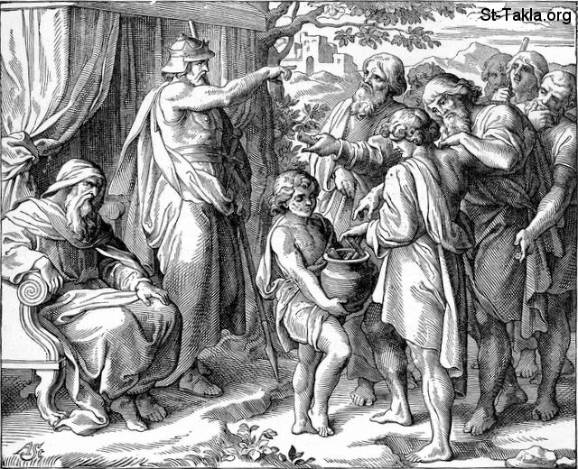 St-Takla.org Image: Joshua casting lots for the Tribes of Israel (Joshua 18)     :         ( 18)