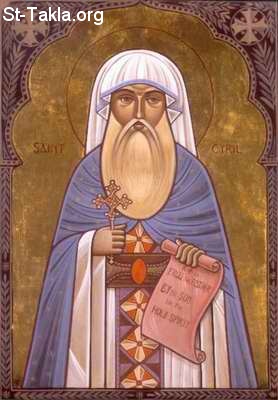 St-Takla.org Image: Saint Cyril the Great of Alexandria, Coptic pope, modern Coptic icon 