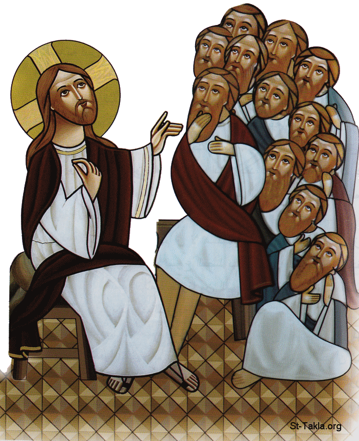 St-Takla.org Image: Jesus asking the 12 disciples: What does the people say I am? As the Father sent me, so I send you, Coptic icon by Tasony Sawsan     :       :     ǿ       -     