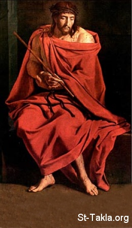 St-Takla.org Image: Jesus Mocked: Ecce Homo (Behold the man, Passion of Jesus, The Red Robe) (John 19: 5), painting by Philippe de Champaigne (image 1), oil on canvas, 17th century, Muse national de Port-Royal des Champs.     :  : " " (   ͡ ) ( 19: 5)      ( 1)   ԡ   ѡ      ȡ  .
