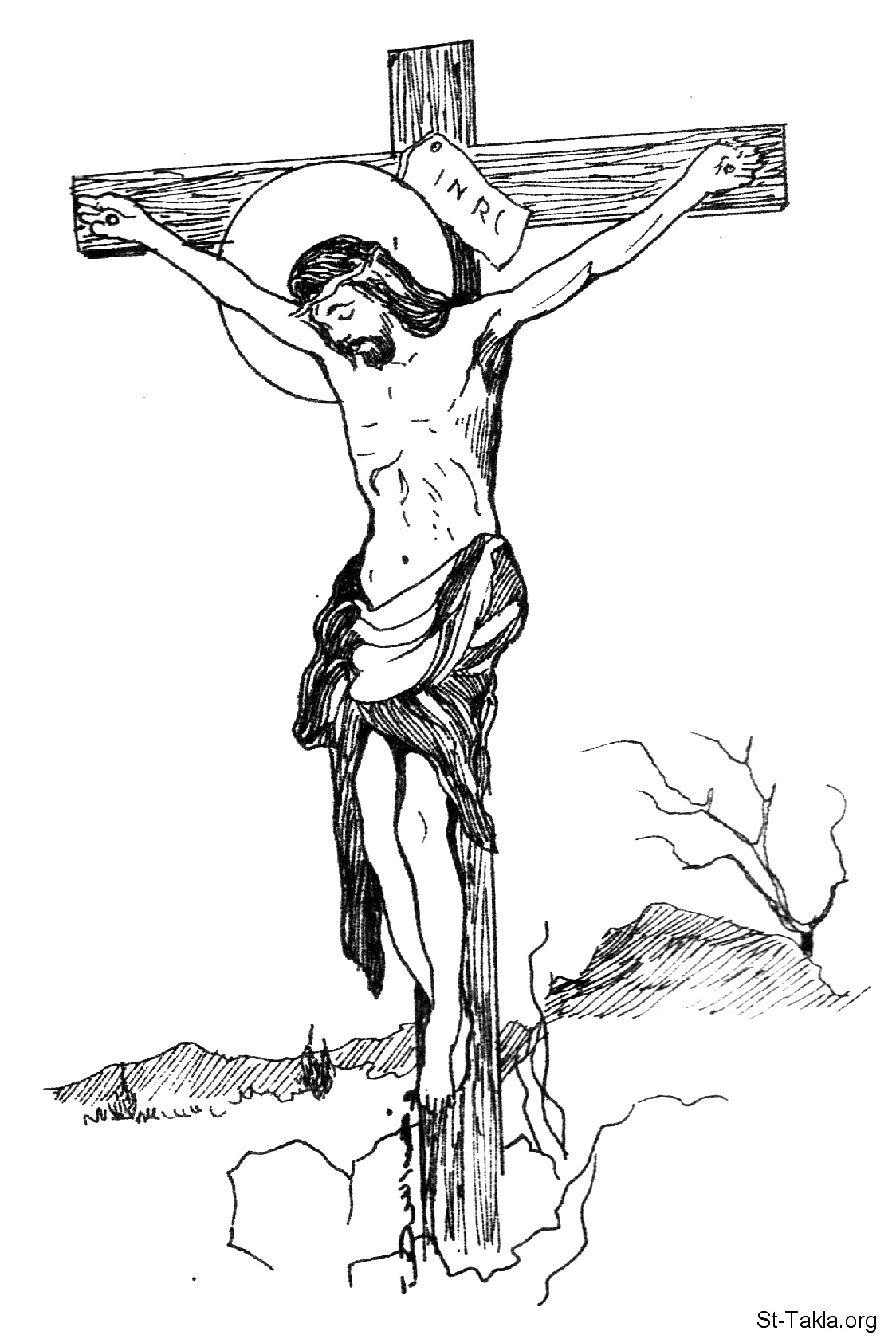 St-Takla.org Image: Christ Jesus on the Cross, by Fahmy Eshak     ȡ    