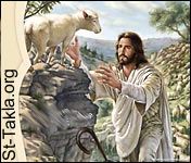 St-Takla.org Image: Jesus Christ (the good shepherd) and the lost sheep     :        