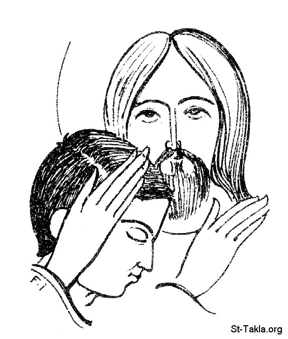 St-Takla.org Image: Christ hugging a young man, we are part of Jesus, by Fahmy Eshak     :     ǡ    ͡    