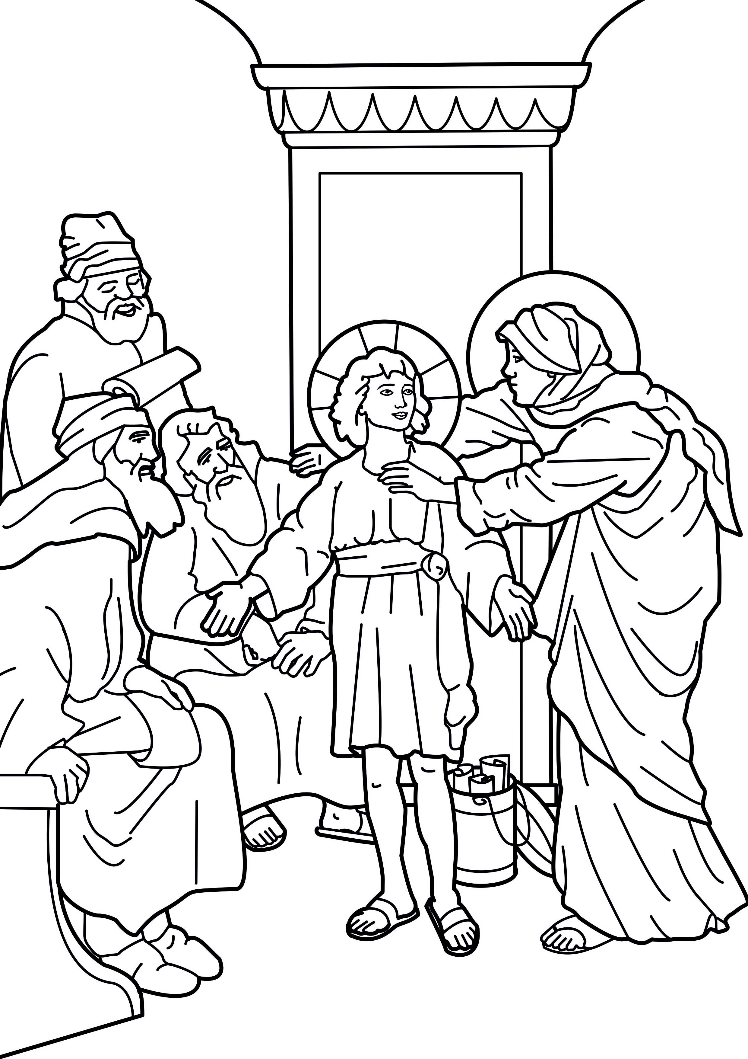 Line Art Jerusalem : Image coloring the boy jesus in temple صورة تلوين