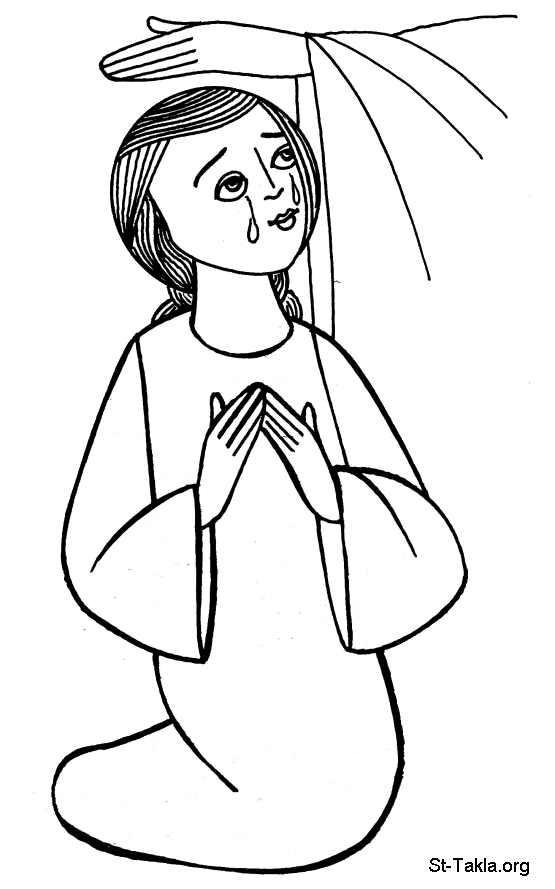 St-Takla.org Image: Girl confessing her sins, with repentance - Confession Sacrament, Art by Sister Sawsan     :     ɡ   
