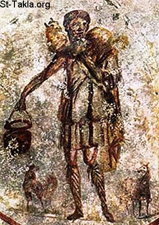 St-Takla.org Image: The Shepherd of Hermas, or the Good Shepherd, 3rd century, Catacombs of Rome     :  ӡ    -        