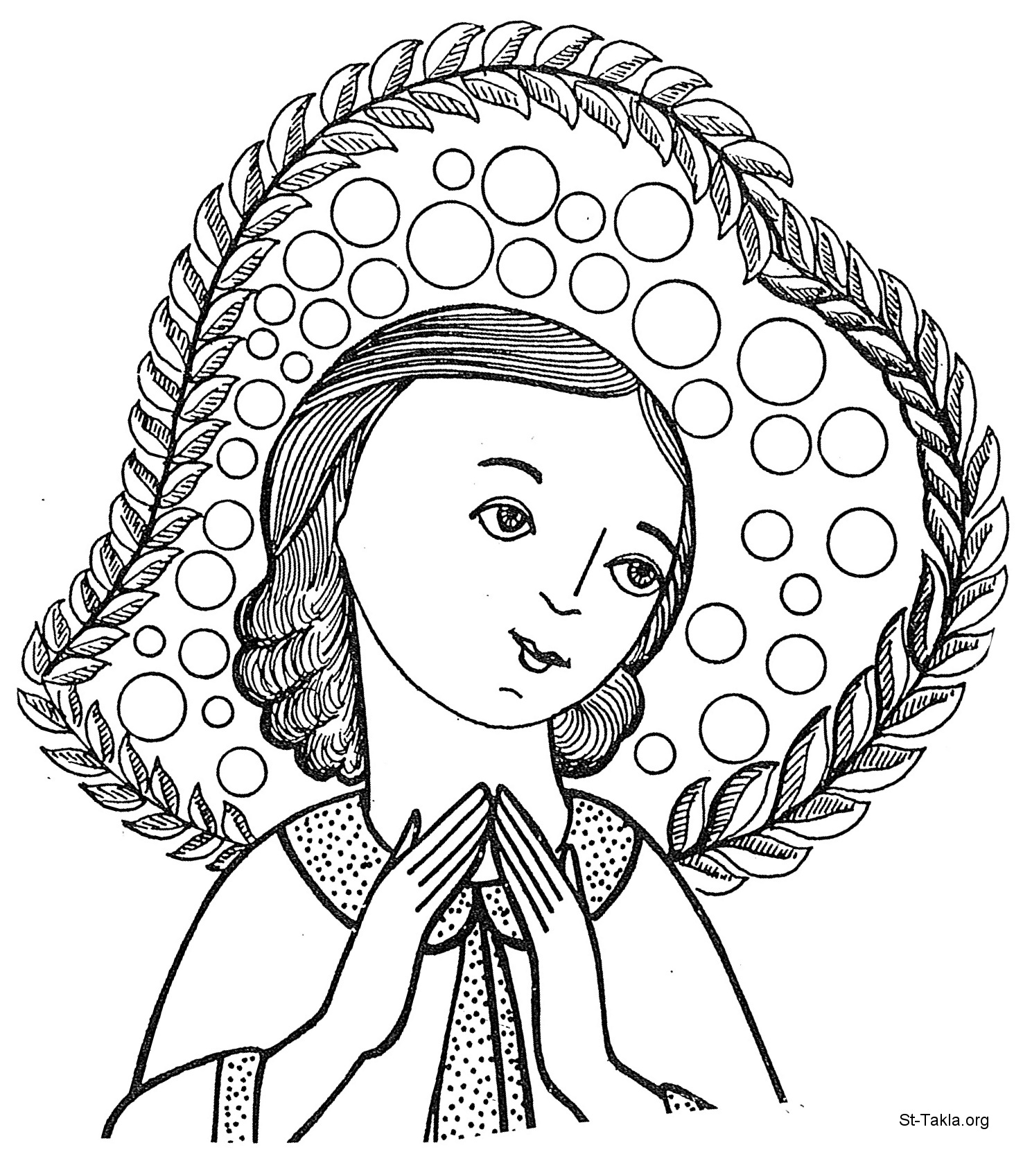 St-Takla.org Image: A girl praying, happy woman, Coptic art     :   ɡ ʡ  ɡ  
