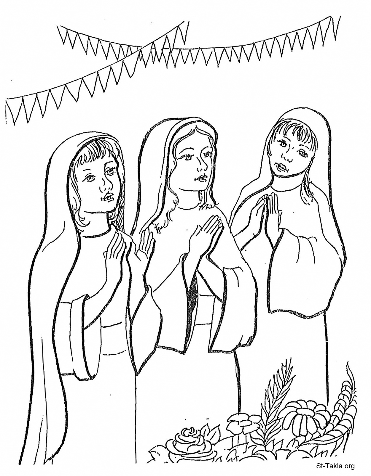 St-Takla.org Image: Three young women, wedding celebration, happiness, thankful     :  ʡ    () ͡ 
