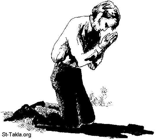 St-Takla.org         Image: A man kneeling and praying, black and white clipart :   ϡ    