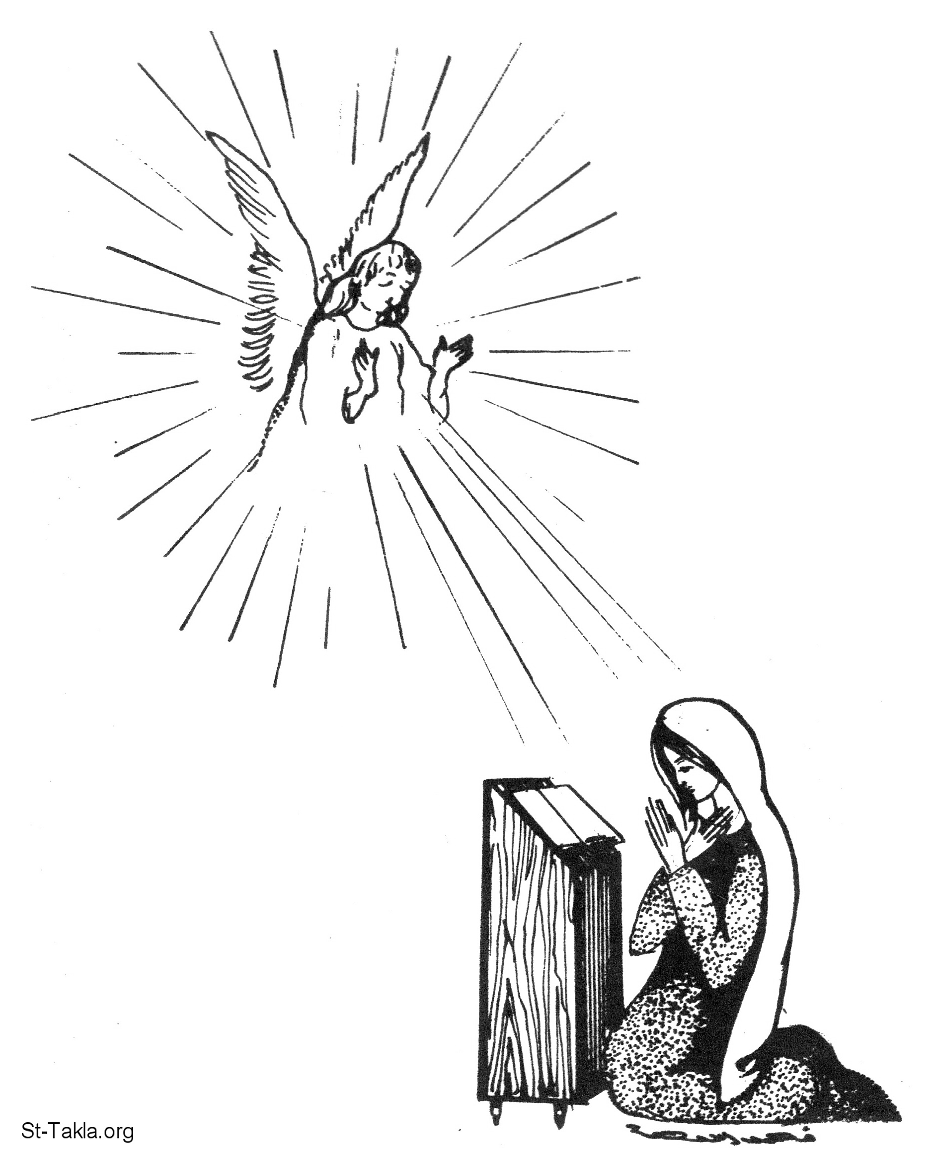 St-Takla.org Image: The annunciation of Angel Gabriel to Saint Mary, by Fahmy Eshak     :          