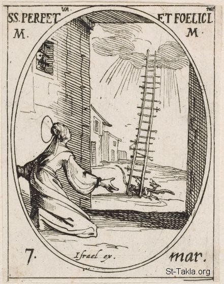 St-Takla.org Image: Saints Perpetua with the vision of the heavenly ladder, by Jacques Callot, France, 17th century, Etching, 7.6 x 4.9 cm (3 x 1 15/16 in.), L. 883, ii/ii - Harvard Art Museums/Fogg Museum, Gift of William Gray from the collection of Francis Calley Gray, by exchange, S3.17.17     :           ǡ   ѡ     7.6  4.9  (31 15/16 )  883 2/2 -     ϡ   -           . 3.17.17