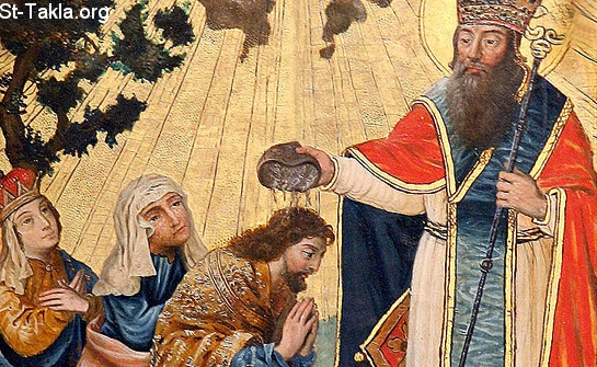 St-Takla.org Image: Saint Gregory the Illuminator baptises the King of the Armenians (King Tiridates III)    :     ( )     (  )