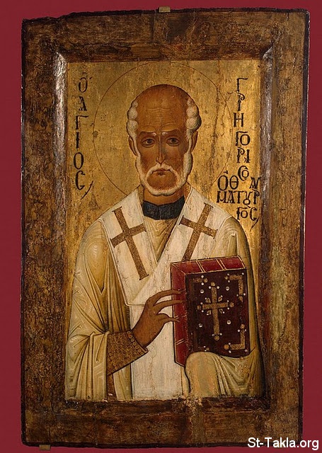 St-Takla.org Image: Saint Gregory Thaumaturgus (St. Gregory of Neocaesarea, Gregory the Wonderworker), (ca. 213  ca. 270) - 14th century icon     :    (   ȡ  ) 213-270 -     