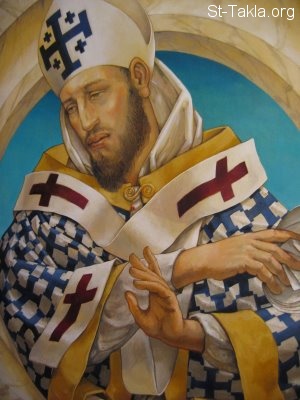 St-Takla.org Image: Fresco of Saint Cyril of Jerusalem (Kyrillos El-Orshalimy)     :    -      