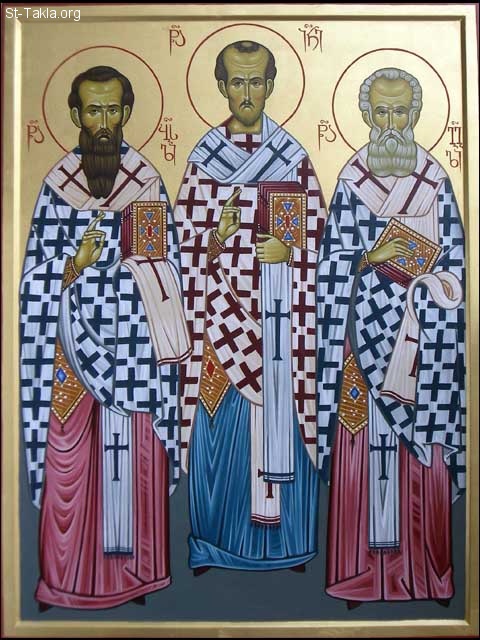 St-Takla.org Image: Three Holy Hierarchs (the Three Holy Fathers, Great Hierarchs and Ecumenical Teachers) Saints: St. Basil the Great (Basil of Caesarea), St. Gregory the Theologian (the Nazianzus), and St. John Chrysostom     :     :    -    (  ) -    