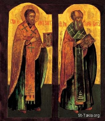 St-Takla.org Image: Saint Jean Chrysostome with saint Grgoire of Nazianze, Russia, 18th century     :     ( )     ǡ   