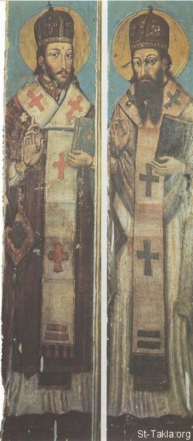 St-Takla.org Image: Icon of St. John Chrysostom and St. Basil the Great, from the village of Horodyshche in Volhynia     :         ѡ     