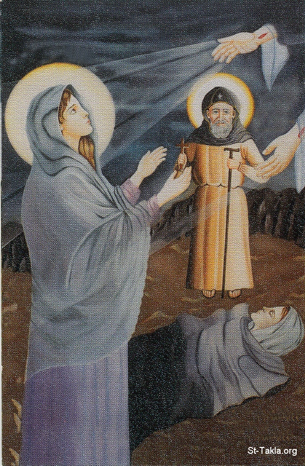 St-Takla.org Image: Saint John the Short (Youhanna Al Kasir, Yehnes) with Saint Baisa     :    (   )     