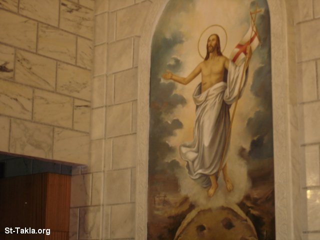 St-Takla.org Image: The Resurrection of Jesus Christ, modern Coptic art by Mr. Samy Henns at Saint TaklaHaymanout Coptic Orthodox Church, Alexandria, Egypt     :   ͡            ɡ 