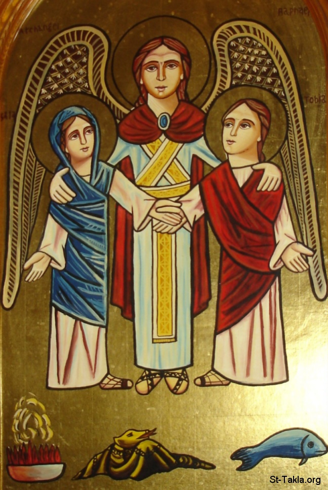 St-Takla.org Image: Archangel Raphael, Coptic icon copied by Shawkat Seif     :     ɡ    