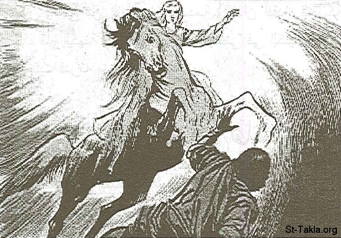 St-Takla.org           Image: An angel riding a horse crushes Heliodorus :      