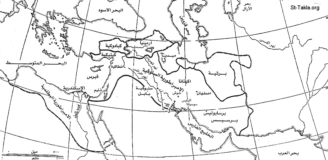 St-Takla.org           Image: Map of the places that Atiokhs the 4th headed to, to confirm their submission to him from 165-164 BC - Arabic :  5 -             165   164 . .