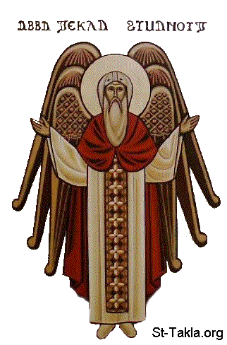St-Takla.org             image: Cotpic icon of Saint Teklehimanout the Ethiopian القديس العظيم الانبا تكلاهيمانوت الحبشى، أيقونة قبطية