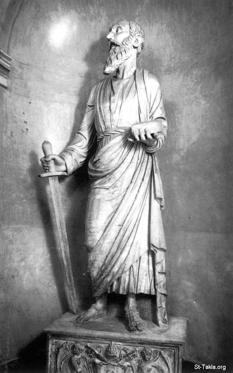 St-Takla.org Image: St. Paul, by Paolo Romano (1461-62), Marble sculpture at the Vatican Apartments, Rome     :          (1461-62)    
