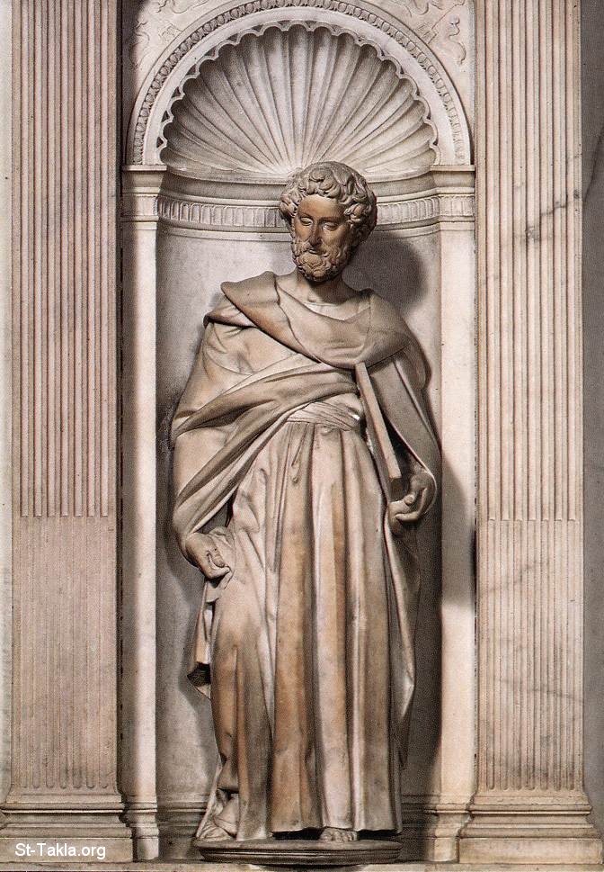 St-Takla.org Image: St Paul statue Marble, height: 127 cm - by Michelangelo Buonarroti, 1503-04 - Religious Painting Art, at Duomo, Siena     :           1503-4 ǡ  127    