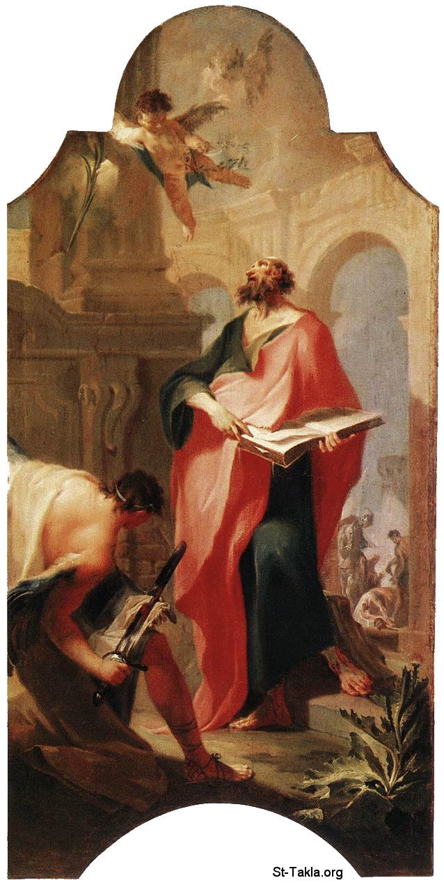 St-Takla.org Image: St Paul - Franz Anton Maulbertsch - Religious Painting Art - 1759 - Oil on canvas, 200 x 113 cm, at the Hungarian National Gallery, Budapest     :           1759     200113       