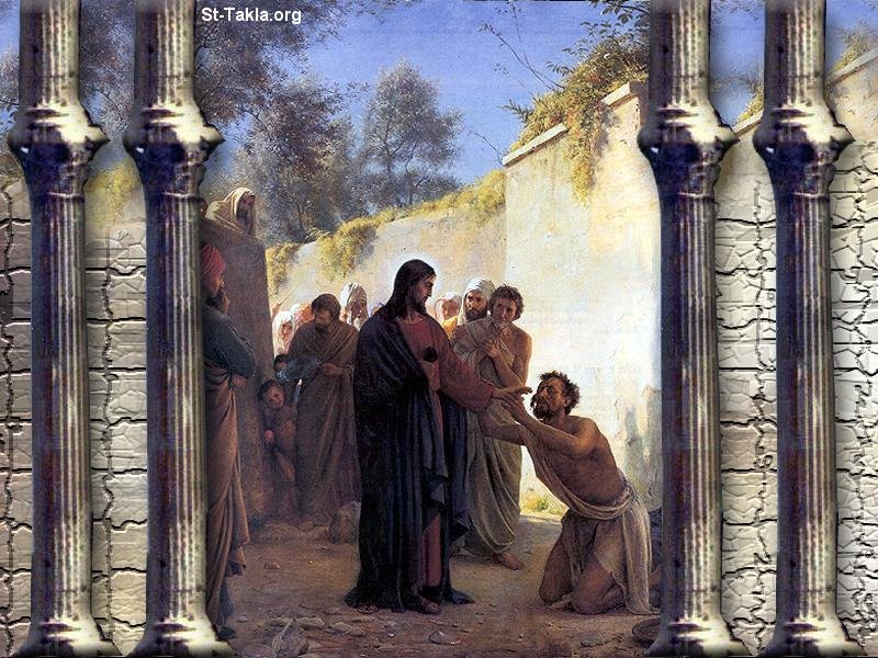 St-Takla.org Image: Miracle of Jesus, healing the born blind     :     -   