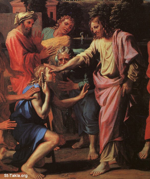 St-Takla.org Image: Miracle of healing the blind man by Jesus Christ     :      