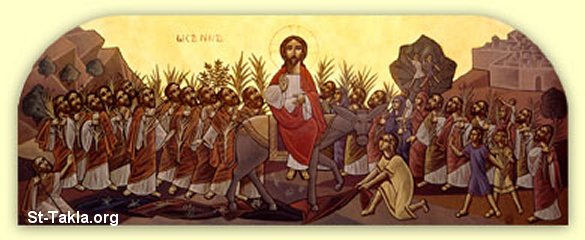 St-Takla.org Image: Contemporary Coptic Art: Sunday of Palm     :   -   