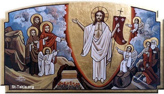 St-Takla.org Image: Coptic icon of the Resurrection of Jesu صورة في موقع الأنبا تكلا: أيقونة قبطية تصور قيامة اليسوع