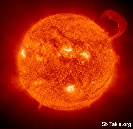 St-Takla.org         Image: The Sun, with sun flare صورة: الشمس، مع اللهب النهارية