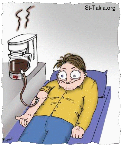St-Takla.org Image: A man with Coffee Addiction     :   