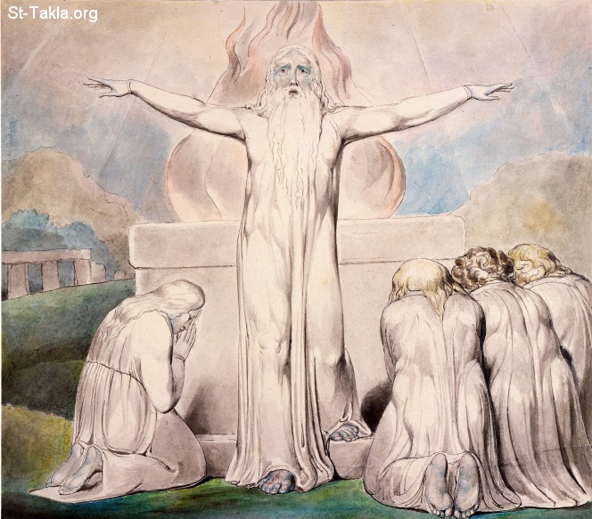 St-Takla.org         Image: William Blake - Illustrations to the Book of Job, object 18 (Butlin 550.18) "Job's Sacrifice" :     