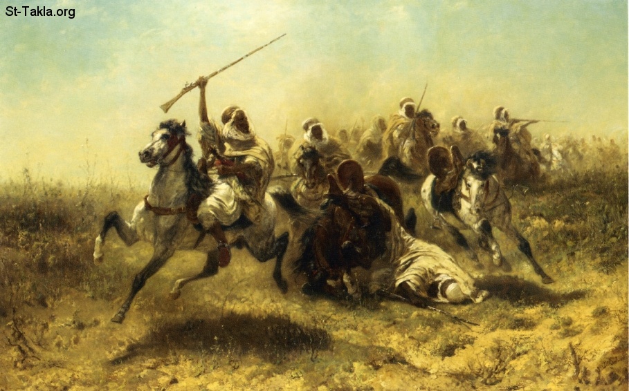 St-Takla.org         Image: The Charge, painting by Adolf Schreyer (18281899) :      (1828-1899)