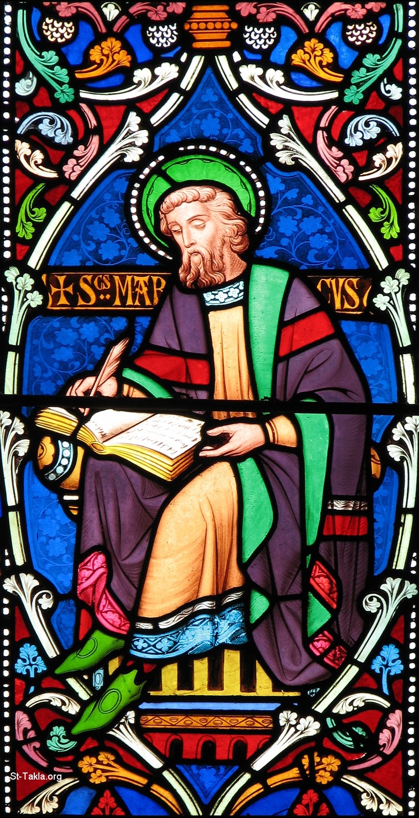 St-Takla.org         Image: Saint Mark the Evangelist stained glass window, Saint Mary de Castro church, Leicester, England :            ѡ 