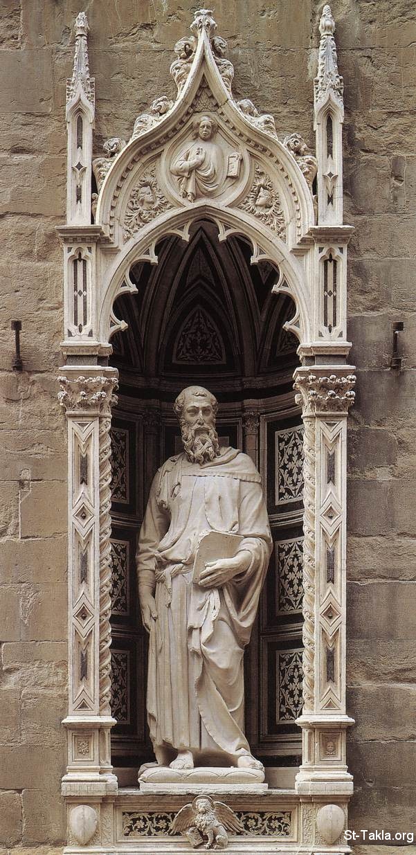 St-Takla.org         Image: St Mark, marble statue (236 cm) by Donatello (Donato di Niccolò di Betto Bardi) (1411-13), Orsanmichele Church, Florence :    (236 )    (     )  1411-13         