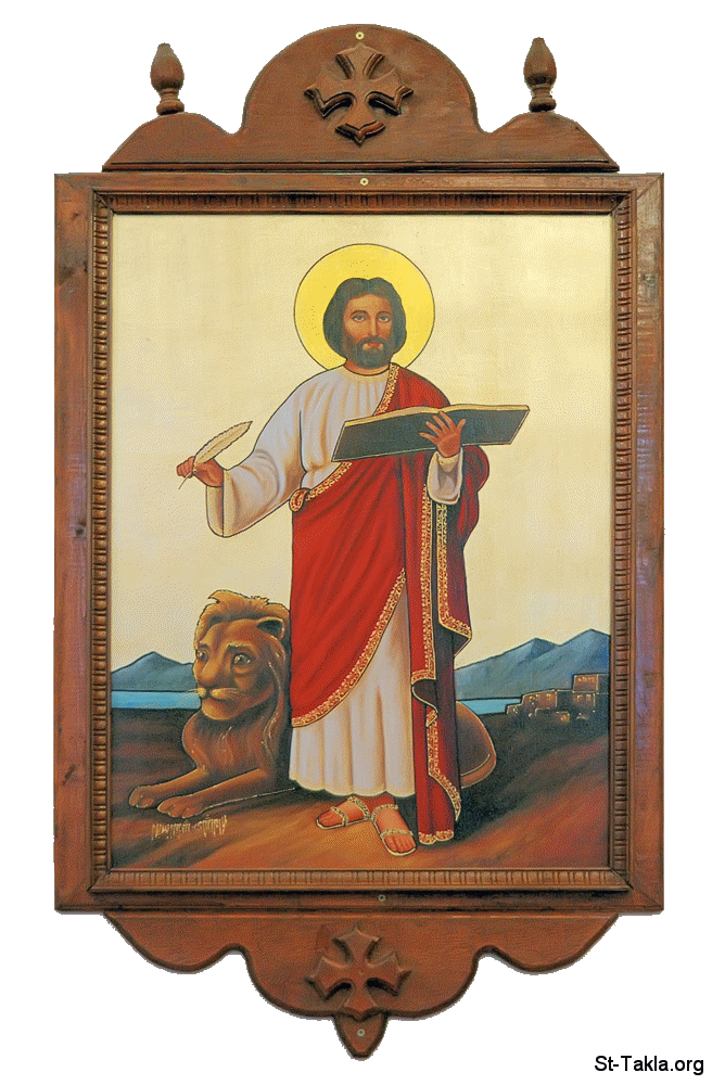 St-Takla.org         Image: St. Mark, modern Coptic icon, at Saint Mary and Saint Abraam Coptic Orthodox Church. - Saint Louis County, - Saint Louis, Missouri :    ӡ         ӡ 