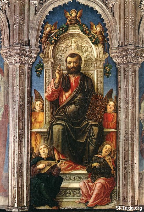 St-Takla.org         Image: Triptych of St Mark - Bartolomeo Vivarini - religious Painting Art - 1474 - Tempera on panel - Santa Maria Gloriosa dei Frari, Venice :     ӡ      1474   ͡        